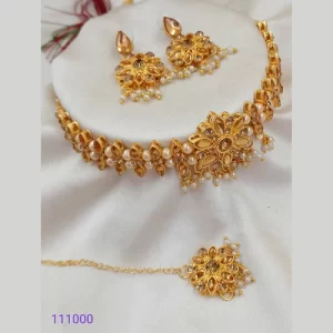 Austrian Stone & Pearl Gold Plated Necklace Set