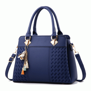 Leather Handbag, large capacity (Blue)