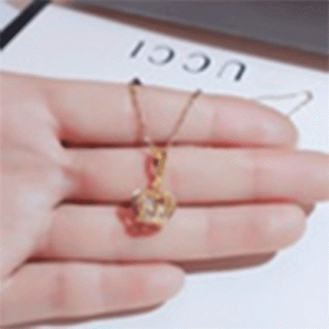 Fashion Titanium Steel Plating  Zircon Pendant Necklace