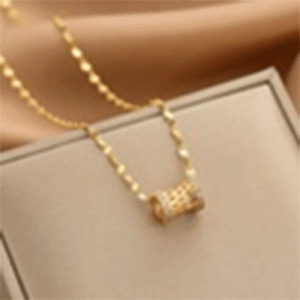 Fashion Titanium Steel Plating Zircon Pendant Necklace
